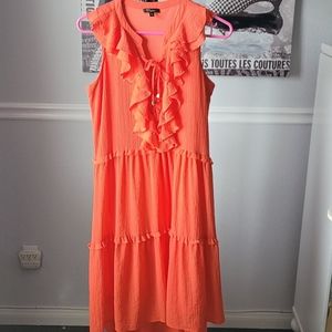 Curious mid length dress, orange/peach